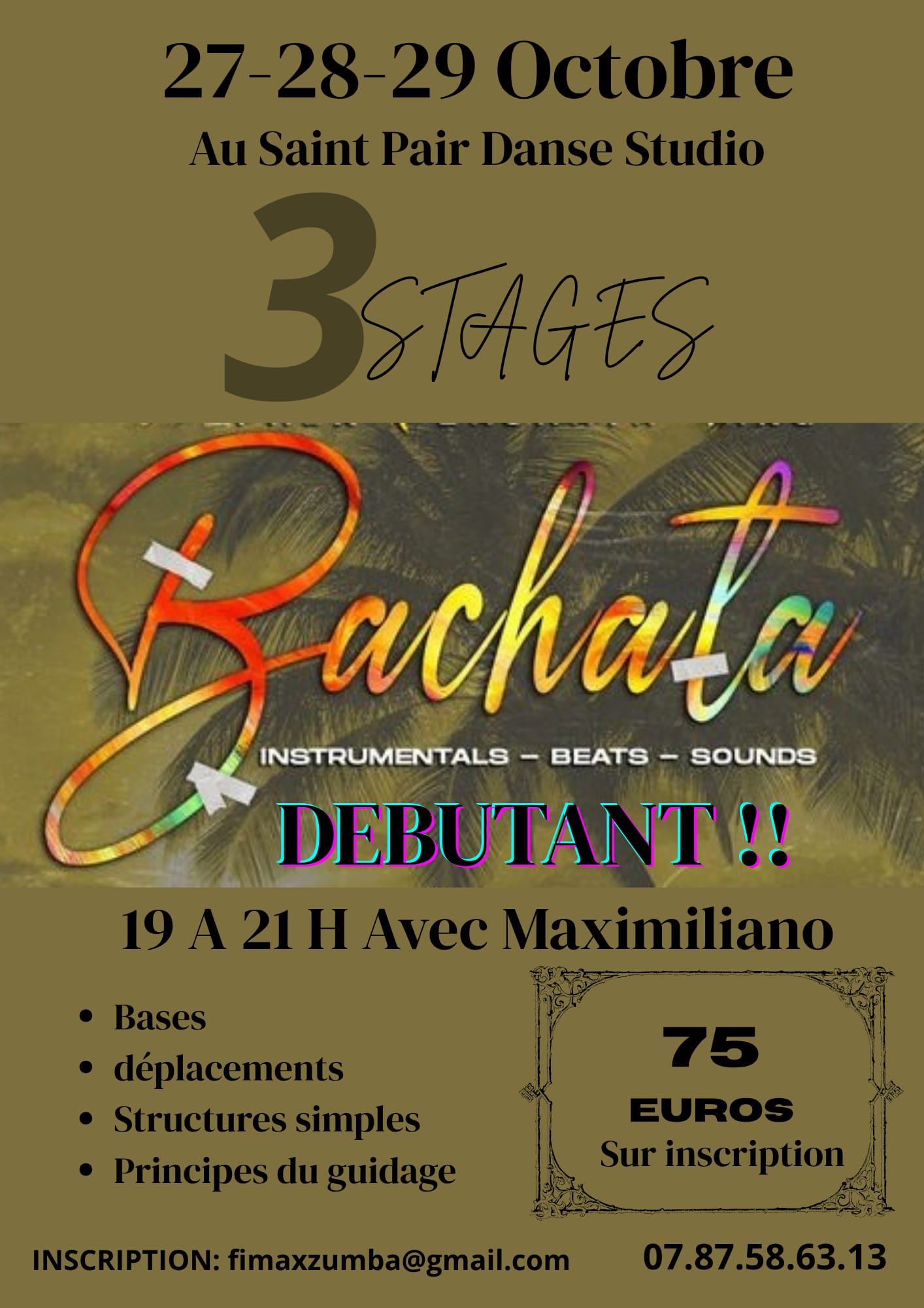 Stages de bachata avec Maximiliano du 27 au 29 octobre 2026 à Saint-Pair-sur-Mer